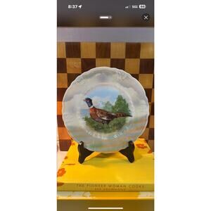 Set of 2 Antique Pheasant Lusterware Decorative 7 inch Cabinet Plate Germany